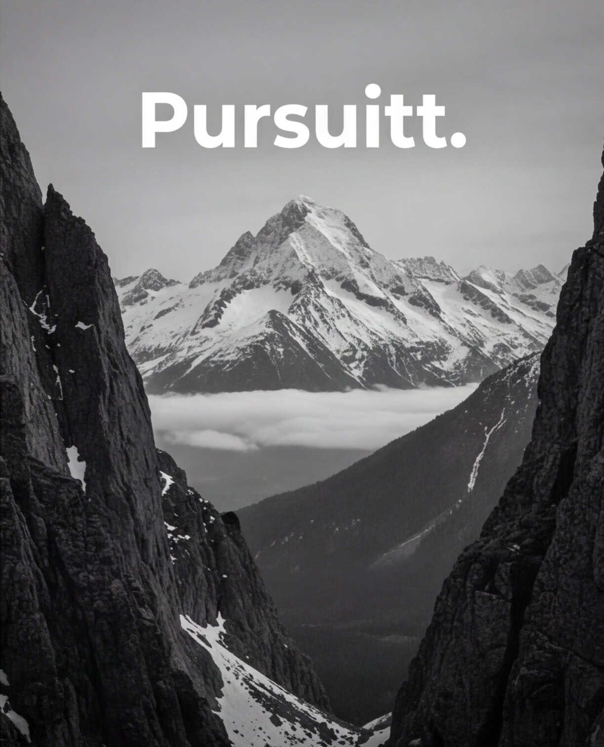 big mountain with the slogan pursuitt on top